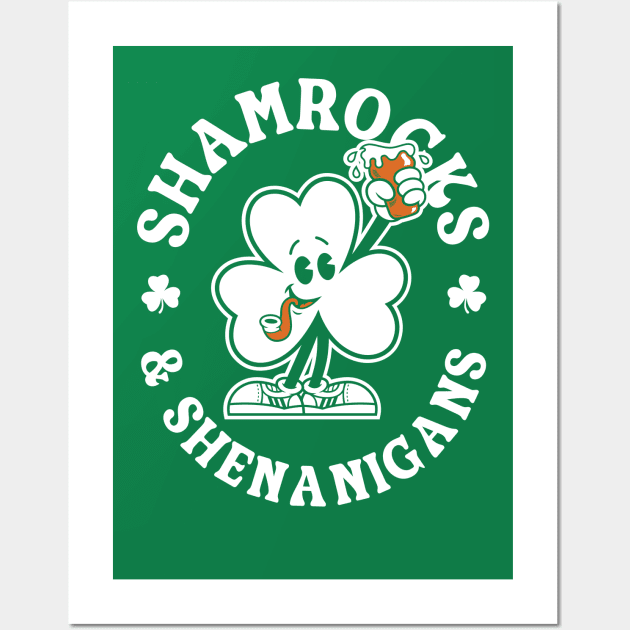 Shamrocks & Shenanigans Cartoon - St Paddy's Day Irish Pride Wall Art by Nemons